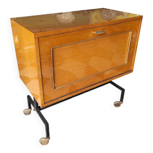 Meuble bar rangement bas sur roulettes années 60