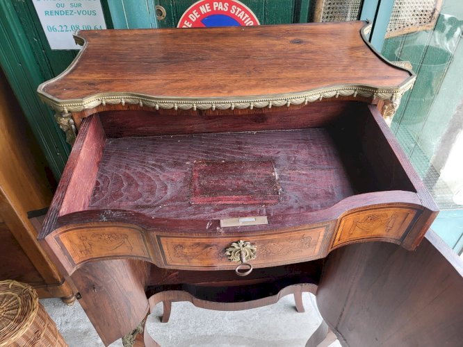 MEUBLE CABINET EN MARQUETERIE 2 PORTES 1 TIROIR