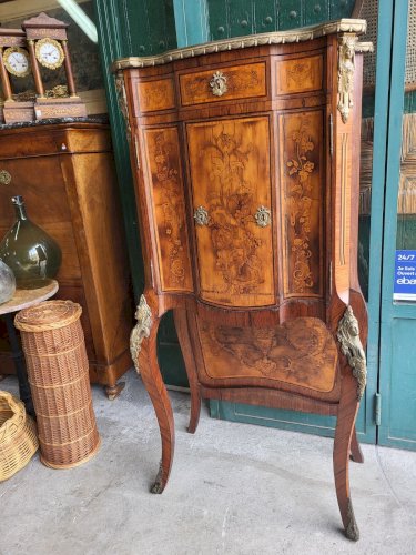 MEUBLE CABINET EN MARQUETERIE 2 PORTES 1 TIROIR