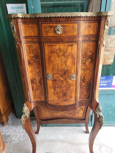 MEUBLE CABINET EN MARQUETERIE 2 PORTES 1 TIROIR