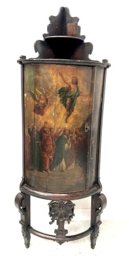 Meuble d'angle en demi lune a décor d'une scène biblique XIX siècle