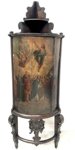Meuble d'angle en demi lune a décor d'une scène biblique XIX siècle