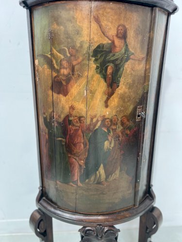 Meuble d'angle en demi lune a décor d'une scène biblique XIX siècle