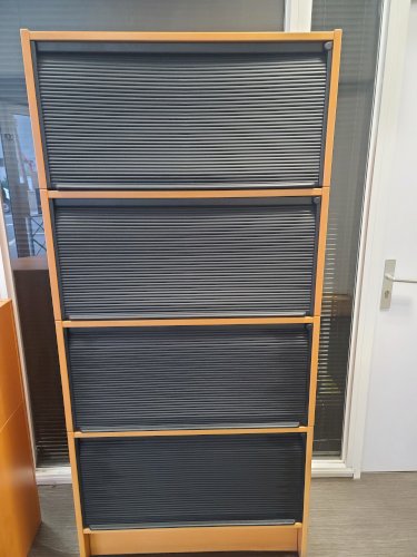 meuble de bureau à rouleaux avec étagère d'angle