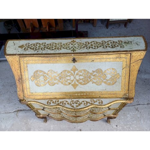 Meuble en Bois doré Commode 2 Tiroirs Pupitre