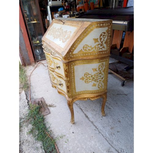 Meuble en Bois doré Commode 2 Tiroirs Pupitre