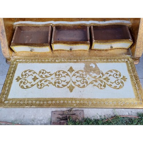 Meuble en Bois doré Commode 2 Tiroirs Pupitre