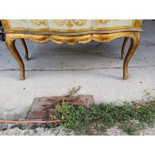 Meuble en Bois doré Commode 2 Tiroirs Pupitre