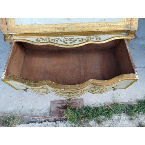 Meuble en Bois doré Commode 2 Tiroirs Pupitre