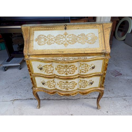 Meuble en Bois doré Commode 2 Tiroirs Pupitre