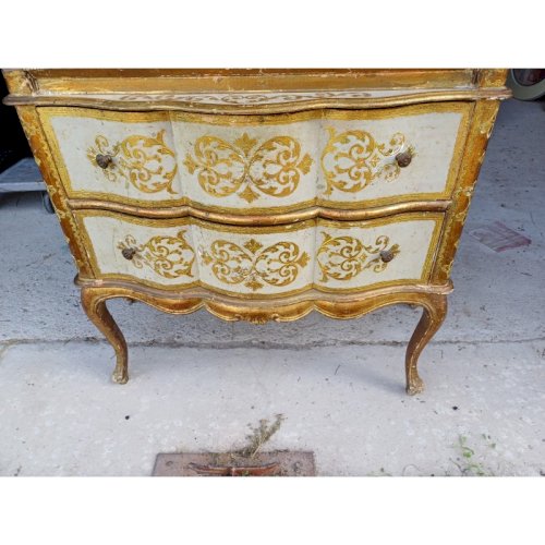 Meuble en Bois doré Commode 2 Tiroirs Pupitre