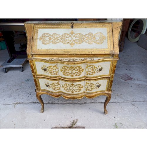 Meuble en Bois doré Commode 2 Tiroirs Pupitre