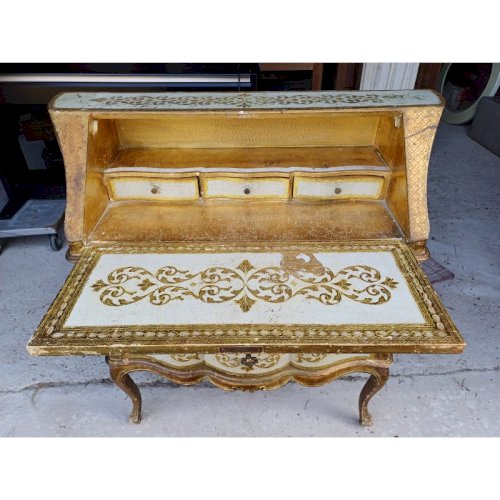 Meuble en Bois doré Commode 2 Tiroirs Pupitre