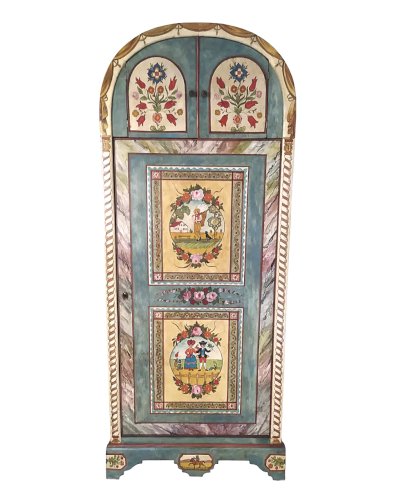 Meuble peint, Armoire décorée à la main - Art Populaire