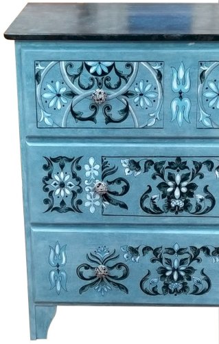 MEUBLE PEINT Commode vintage décorée à la main