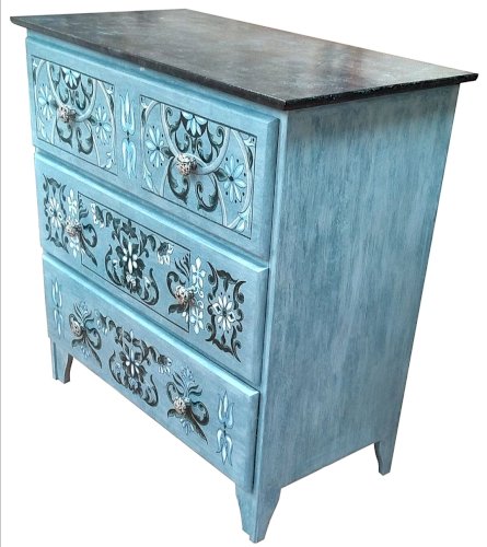 MEUBLE PEINT Commode vintage décorée à la main