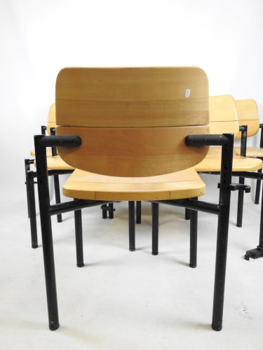 Meuble scandinave, Chaises bois signées Martin Stoll, vendues par 6, années 70.
