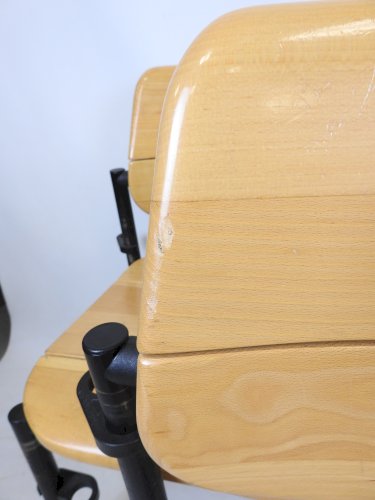 Meuble scandinave, Chaises bois signées Martin Stoll, vendues par 6, années 70.