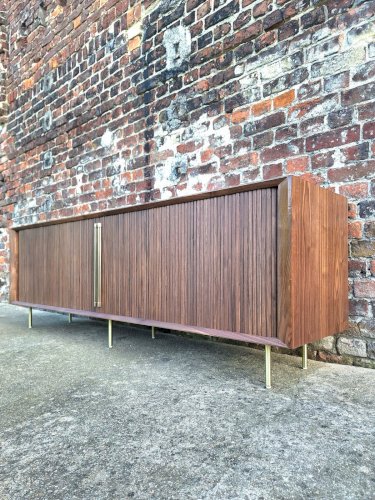 Meuble TV Liamca AMPM, enfilade noyer et cuir