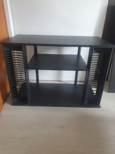 Meuble TV/rangement/CDs vintage noir (80 cm x 56 cm x 40 cm), 3 étagères