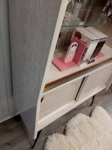 Meuble Vitrine Vintage En Formica, Bibliotheque Ancienne Pieds Compas En Métal