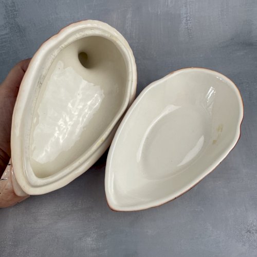 MICHEL CAUGANT : moyenne terrine boite faisan faïence barbotine Haut.~15cm