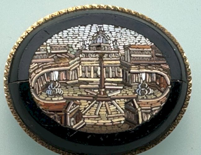 MICRO MOSAÏQUE XIX EME NAPOLÉON III - PLACE SAINT-PIERRE ROME ITALIE