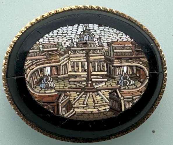 MICRO MOSAÏQUE XIX EME NAPOLÉON III - PLACE SAINT-PIERRE ROME ITALIE