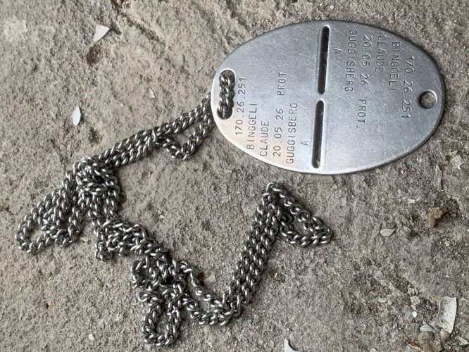 Militaria plaque d'identité en métal militaire suisse 1929 bel état