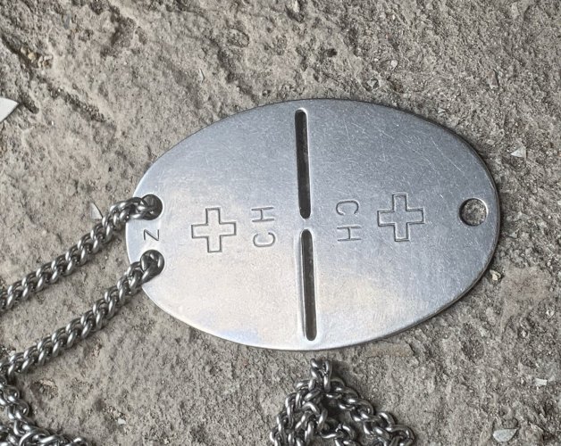 Militaria plaque d'identité en métal militaire suisse 1929 bel état