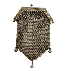 Antique metal mesh minaudière – 19th century coin purse – vintage reticule bag