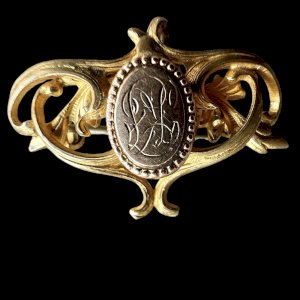 Mini Ancienne petite broche Pendentif 19e art nouveau Initiales Unisexe Charme