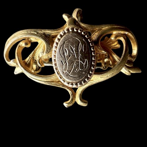 Mini Ancienne petite broche Pendentif 19e art nouveau Initiales Unisexe Charme