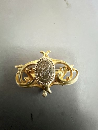 Mini Ancienne petite broche Pendentif 19e art nouveau Initiales Unisexe Charme