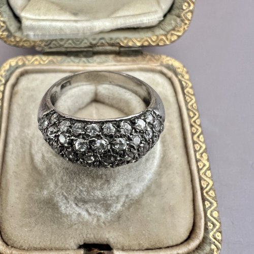 Mini Bague, Dôme,- argent- Cristal Vintage Taille 44Fr - Poinçonnée 925