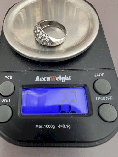 Mini Bague, Dôme,- argent- Cristal Vintage Taille 44Fr - Poinçonnée 925