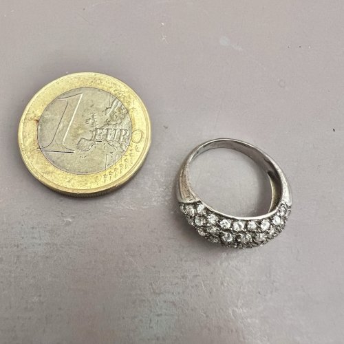 Mini Bague, Dôme,- argent- Cristal Vintage Taille 44Fr - Poinçonnée 925