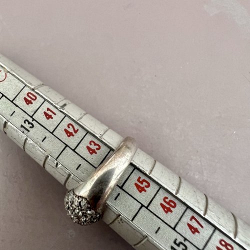 Mini Bague, Dôme,- argent- Cristal Vintage Taille 44Fr - Poinçonnée 925