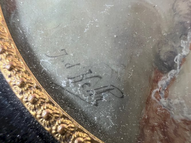 Miniature ancienne signée – Portrait de dame XVIIIe – “Madame de Lampale”