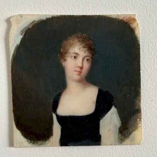 Miniature début XIXe portrait de femme exécuté à la main A5623