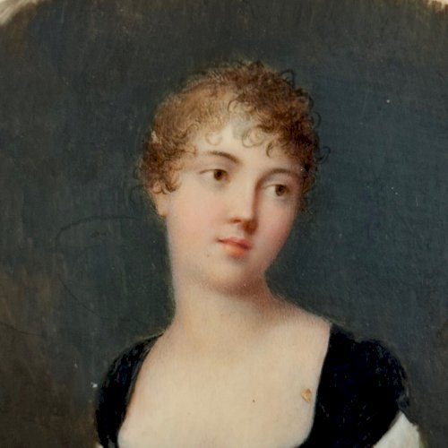 Miniature début XIXe portrait de femme exécuté à la main A5623