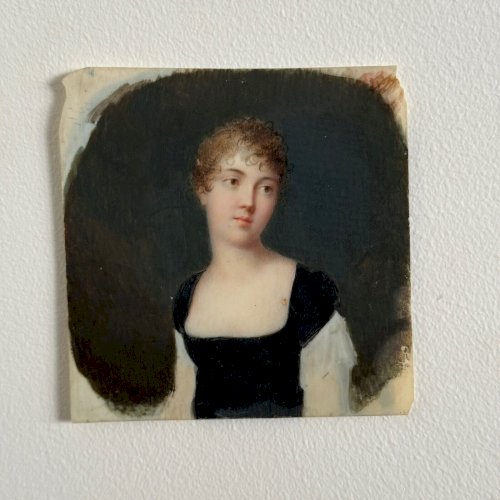 Miniature début XIXe portrait de femme exécuté à la main A5623