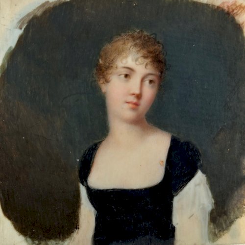 Miniature début XIXe portrait de femme exécuté à la main A5623