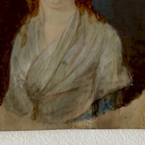 Miniature exécutée à la main jeune femme du XVIIIe à la chevelure rousse A5625
