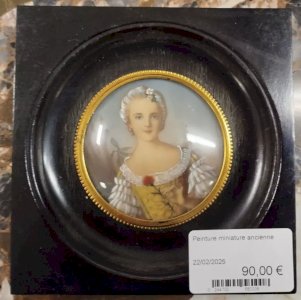 MINIATURE PAINTING Madame Louise Frame Painting Medallion Gold Wood 9MAG 22/02