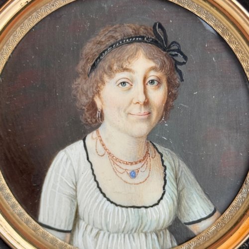Miniature portrait de femme en buste début XIXe M3753