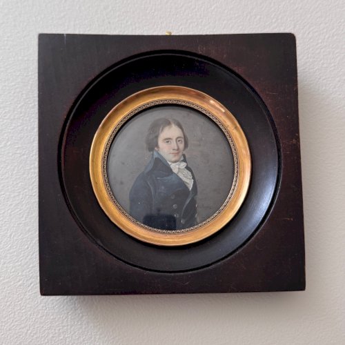 Miniature portrait d'homme en buste par Pierre-Louis Rouvier début XIXe M3752