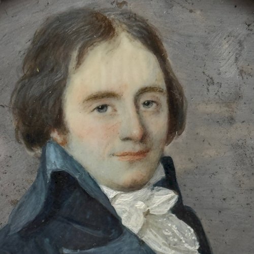 Miniature portrait d'homme en buste par Pierre-Louis Rouvier début XIXe M3752