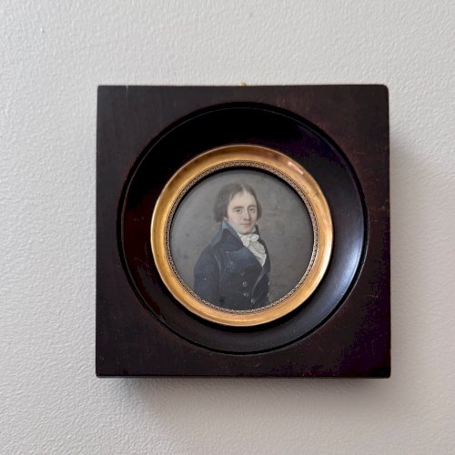 Miniature portrait d'homme en buste par Pierre-Louis Rouvier début XIXe M3752