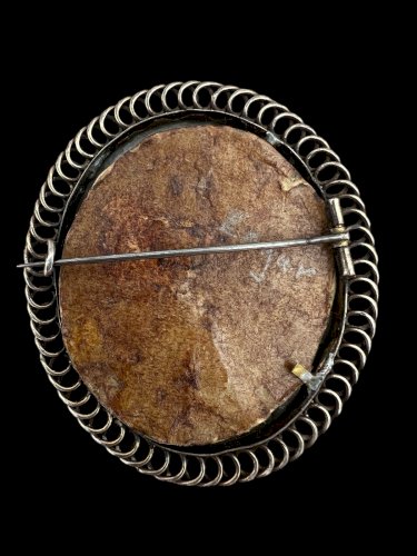 miniature signée Lagard-Peinture à l’huile–empâtement -broche Argent - Florale